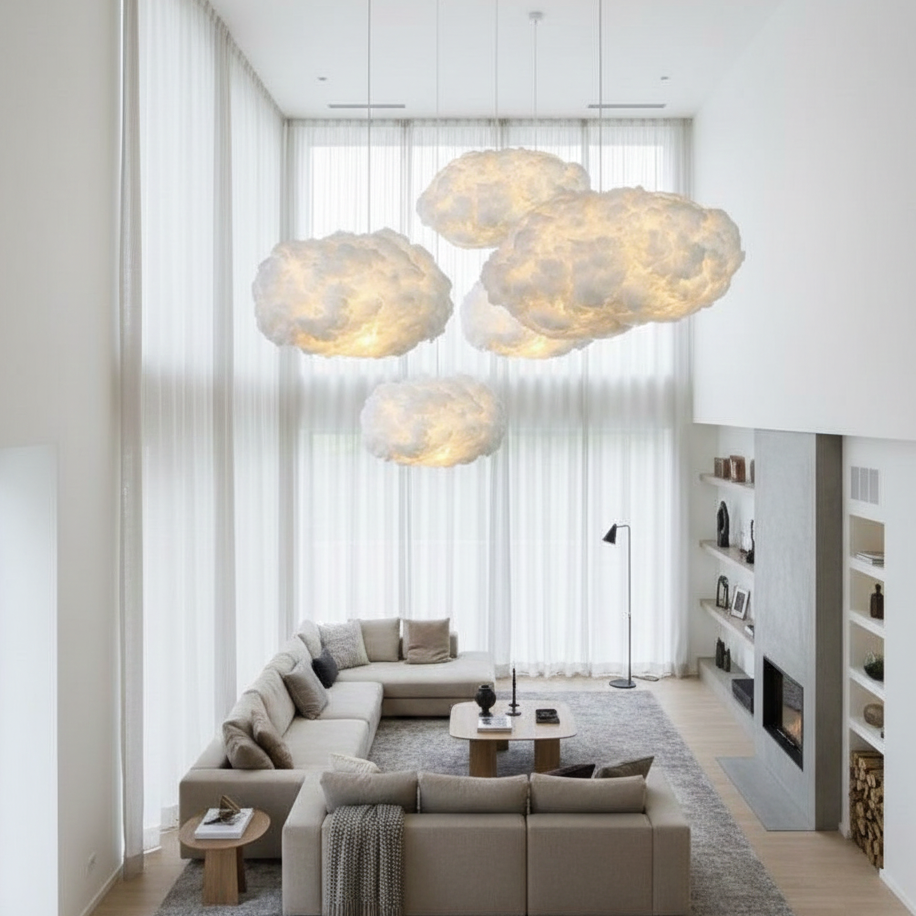 LUM&CO Abat-Jour Suspension Nuage Blanc M – Design Enfant Chambre Bébé & Petit