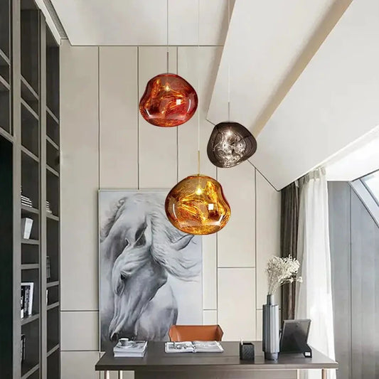 lava suspension moderne or rouge argent lumiart