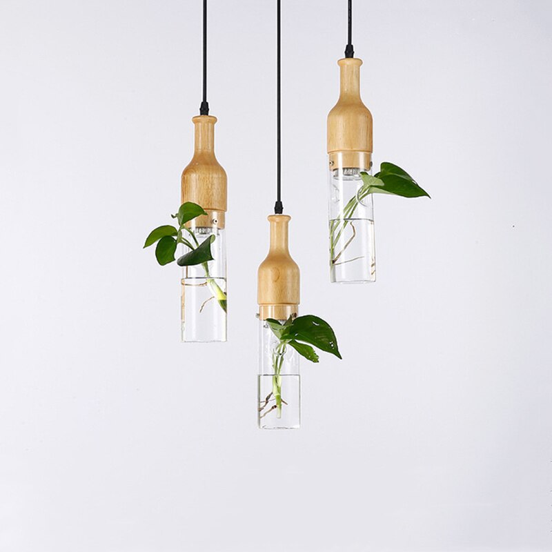 Planta - Suspension de plante en verre et bois