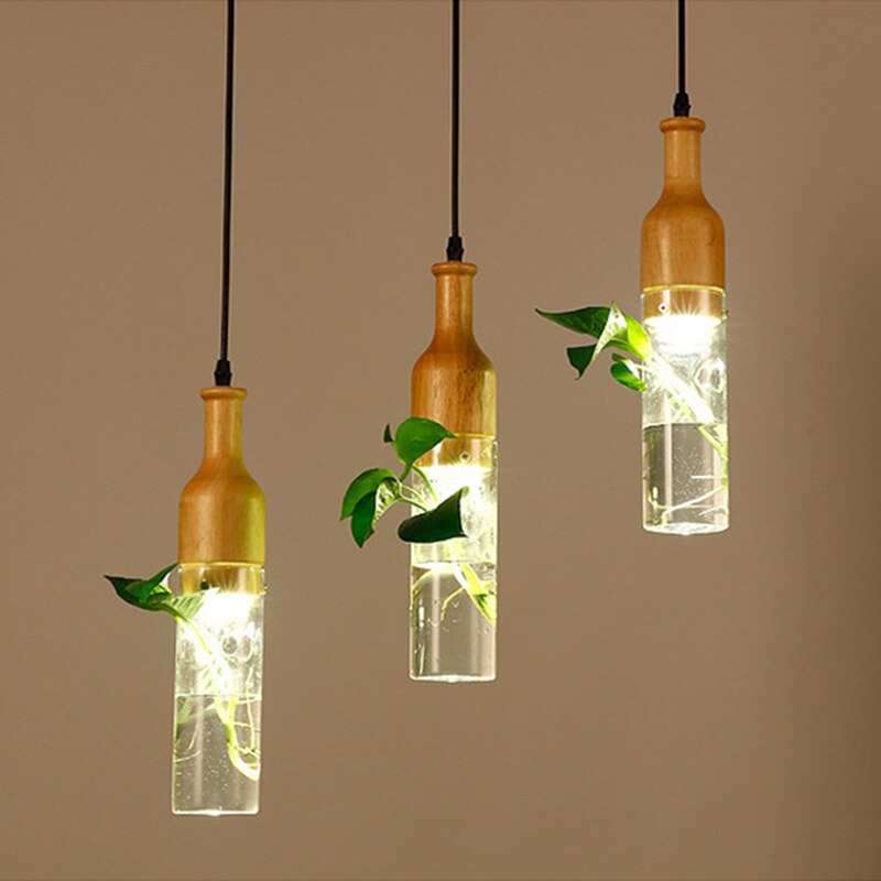 Planta - Suspension de plante en verre et bois