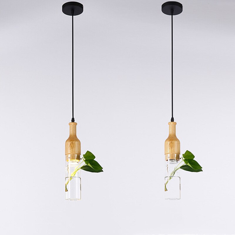 Planta - Suspension de plante en verre et bois