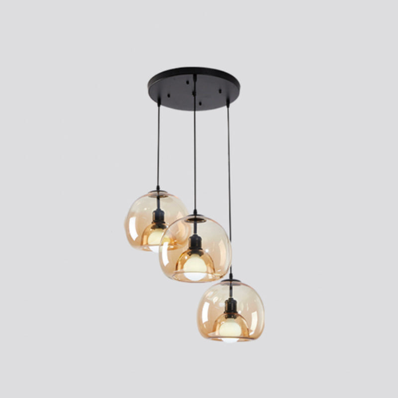 Suspension Luminaire Moderne Verre îlot cuisine cognac