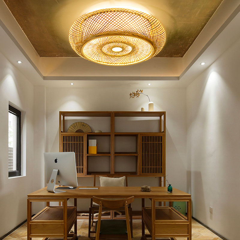 Plafonnier design bambou salon