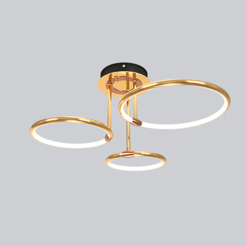 Suspension Luminaire moderne cercle doré 3 anneaux