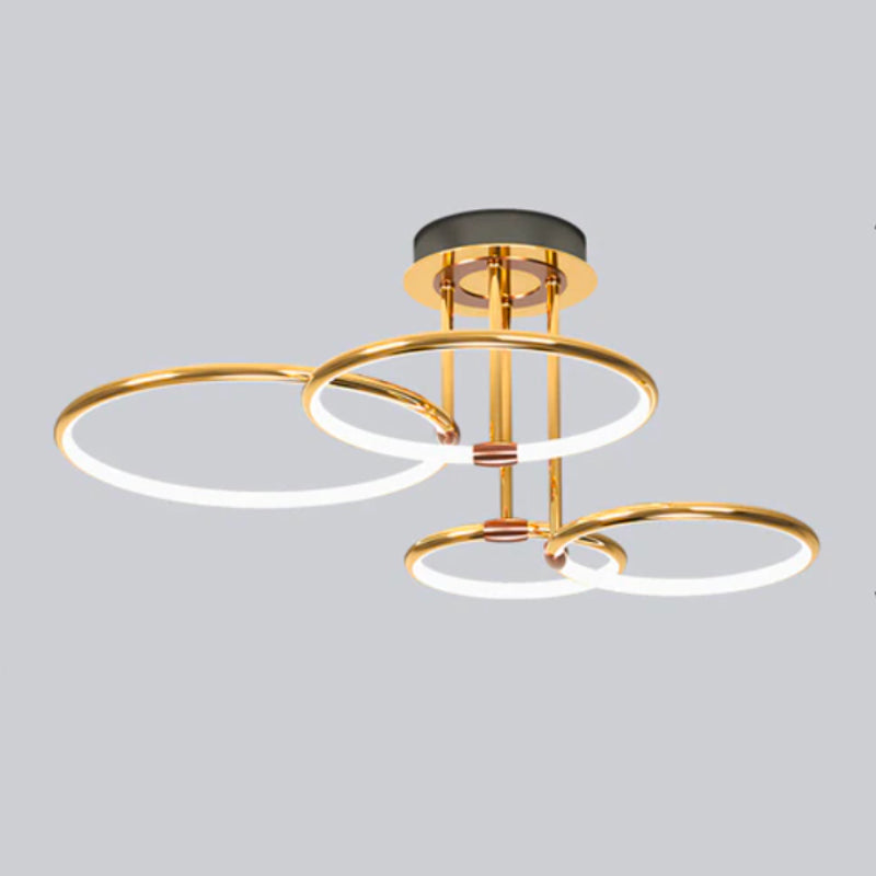 Suspension Luminaire moderne cercle doré 4 anneaux